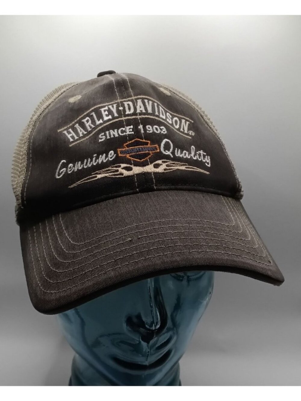 Harley-Davidson Hat Embroidered Bar Logo Gray Mesh Snapback OSFA